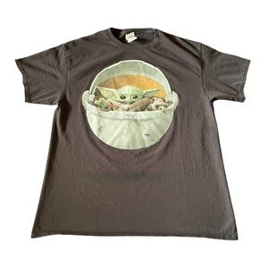 The Mandalorian Grogu baby Yoda black 100% preshrunk cotton tshirt size Large